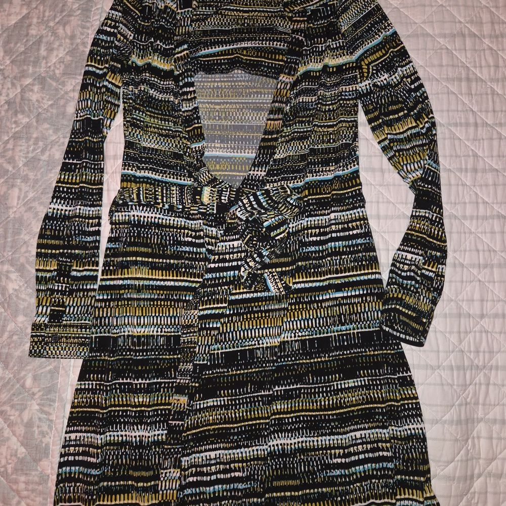 Calvin Klein Black and Gold Long Sleeve Sheath Dress